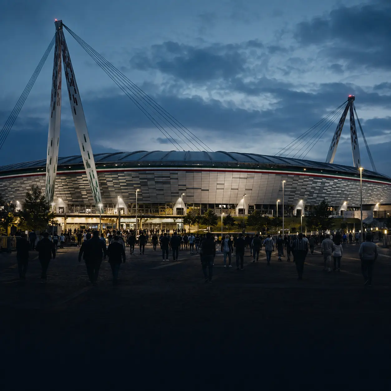 Football supporters entering a stadium through ticket gates