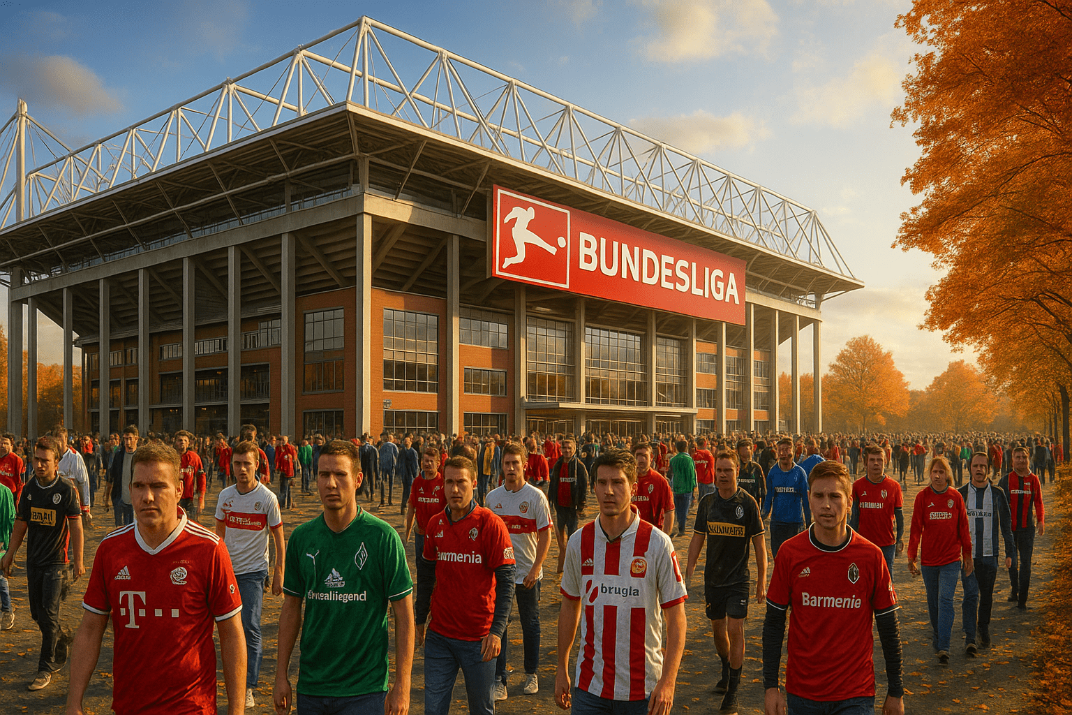 Standing supporters area inside a German football stadium