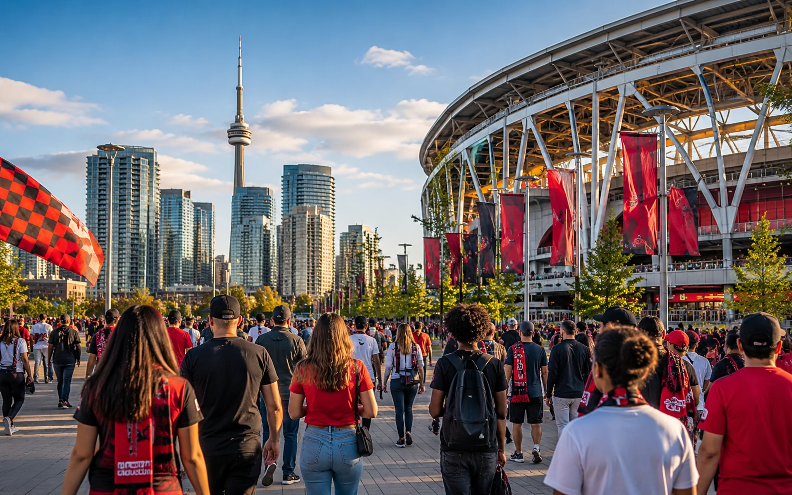 MLS supporters gathering outside a stadium before a match
