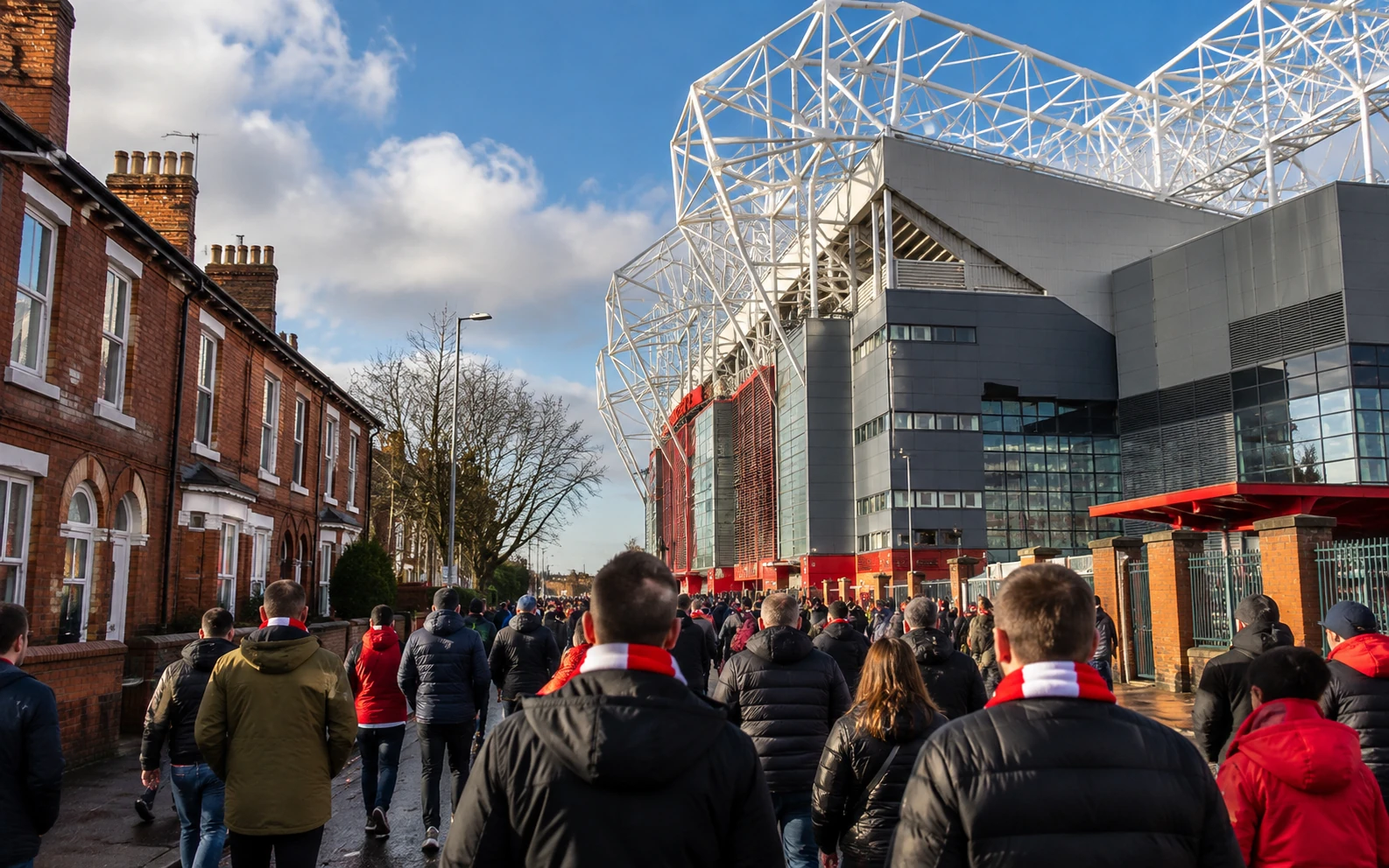 Football supporters walking towards Emirates Stadium before a Premier League match