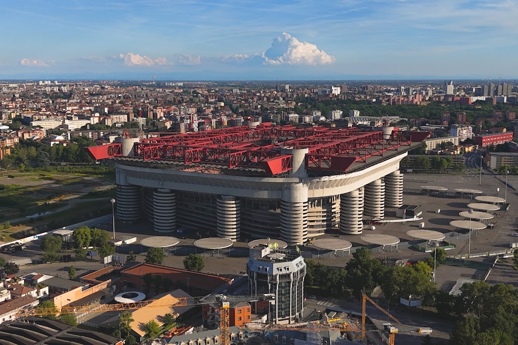 Football supporters approaching a Serie A stadium on matchday