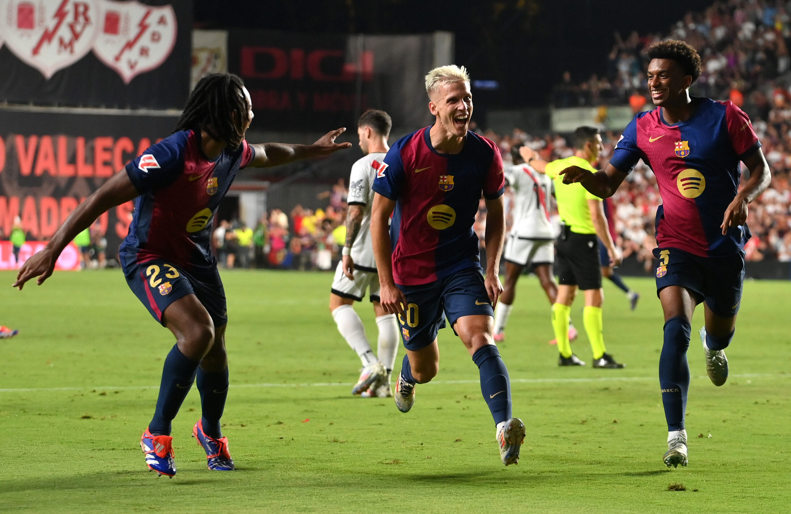 FC Barcelona players celebrating during a La Liga match